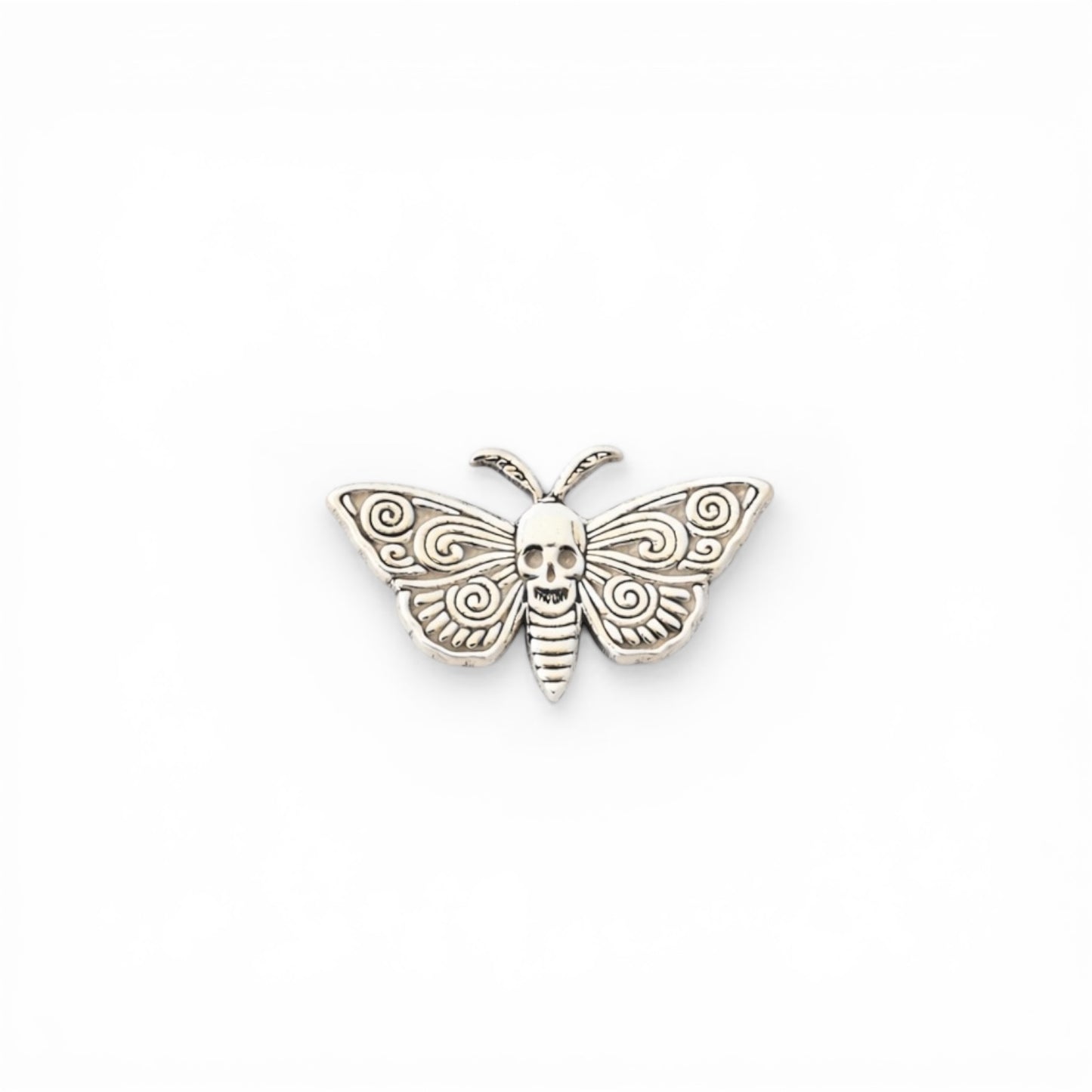Moth Skull Accent Charm Sterling Silver Solderable Embellishment Gothic Jewelry Supply Spooky DIY Jewelry