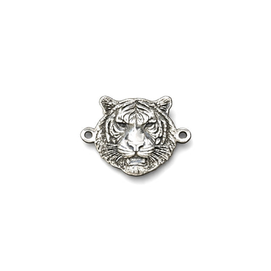 3D Tiger Connector Charm Sterling Silver or Brass Wildlife Jungle Big Cat Animal Charm Jewelry Findings