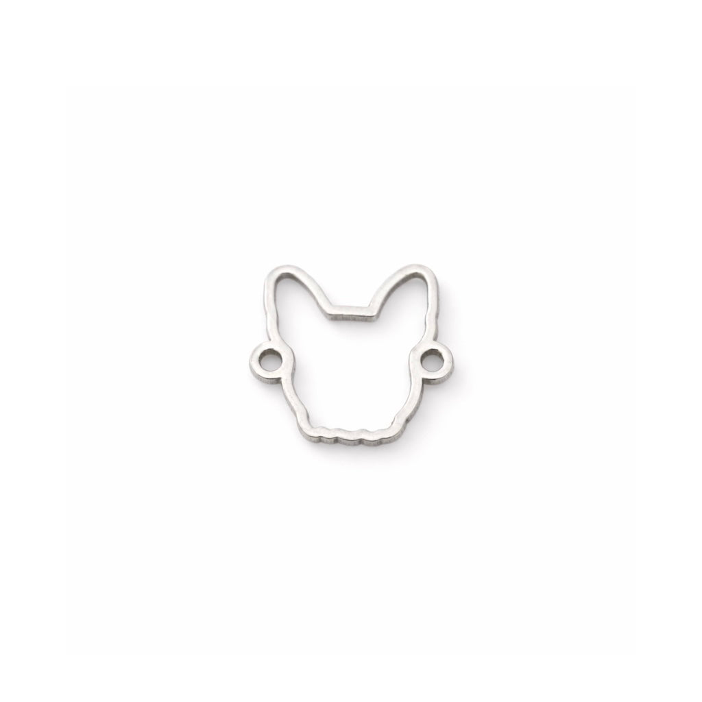French Bulldog Connector Charm Frenchie Dog Jewelry Supplies Sterling Silver Findings
