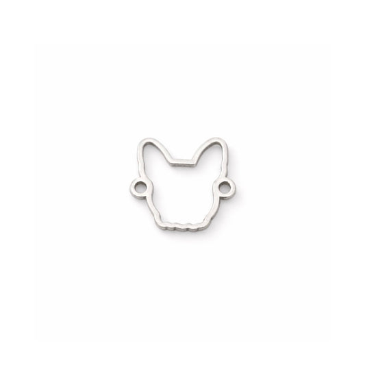 French Bulldog Connector Charm Frenchie Dog Jewelry Supplies Sterling Silver Findings