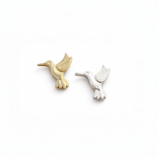 Hummingbird Charms Sterling Silver & Brass Tiny Accent Embellishments for Jewelry Making Soldering Components