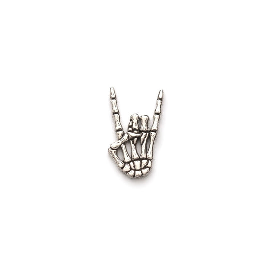 Rock On Skeleton Hand Accent Charm Sterling Silver Solderable Embellishment Halloween DIY Jewelry Gothic Jewelry Supply