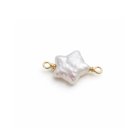 Freshwater Pearl Star Connector  Artisan Pearl Connector  Permanent Jewelry Link  Sterling Silver or 14k Gold Filled
