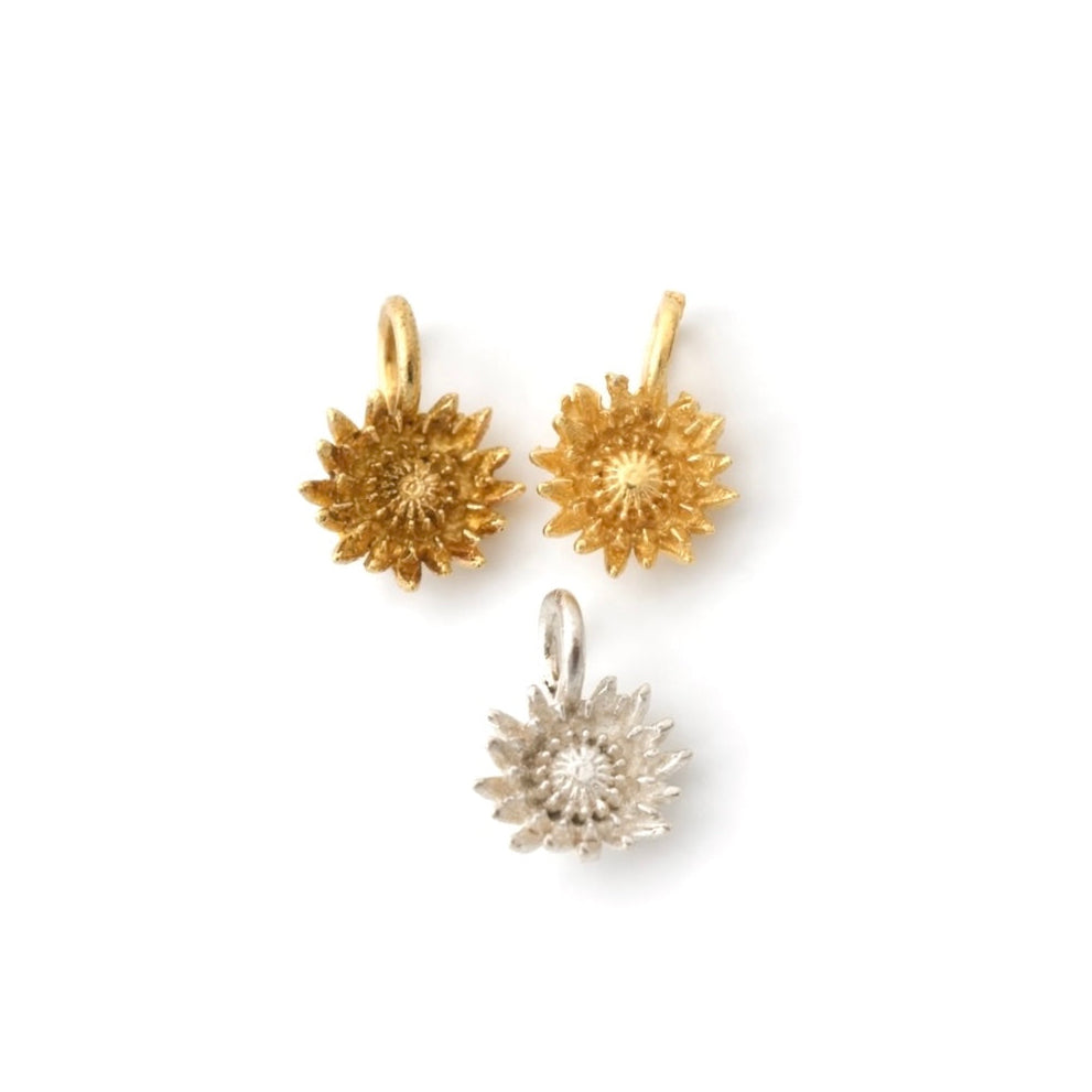 Chrysanthemum Flower Charm November Birth Flower Charm Sterling Silver Brass 3D Detailed Jewelry DIY Findings