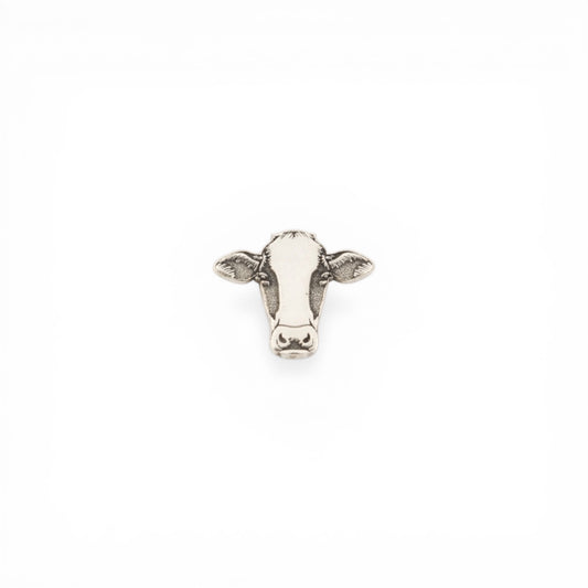 Cow Face Accent Charm Solderable Jewelry Embellishment Farm Animal Accent Sterling Silver Findings