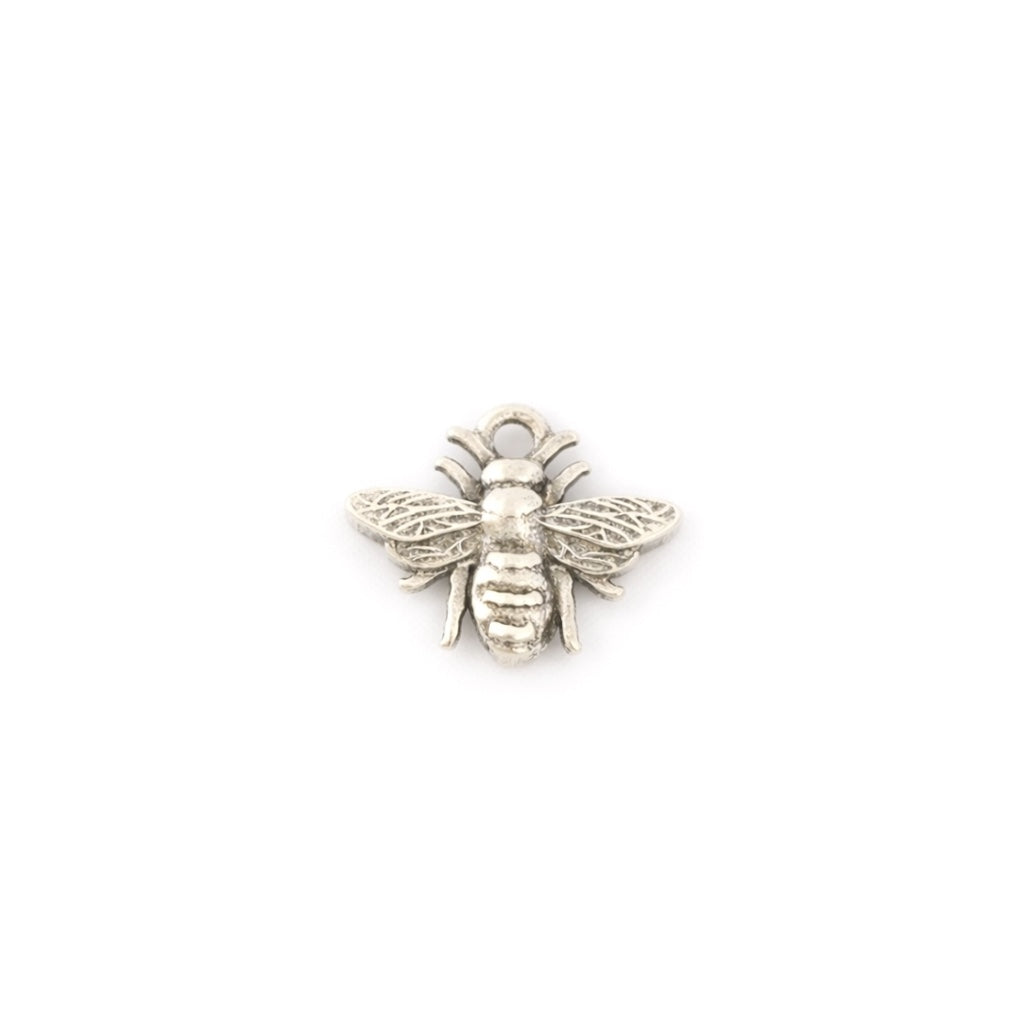Honeybee Double Sided Charm Cast in Sterling Silver or 14k Gold Vermeil Jewelry Findings