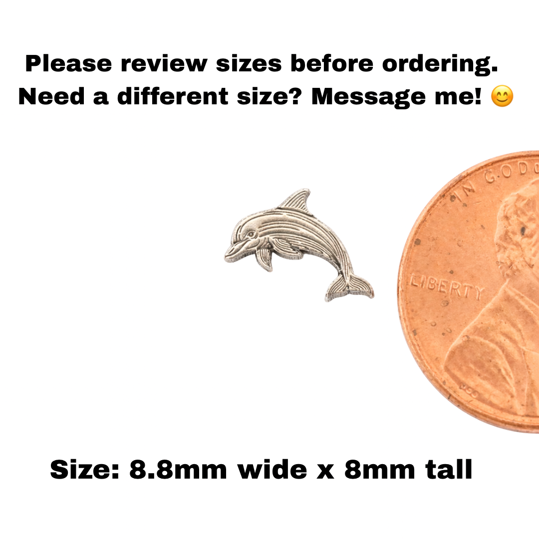 Dolphin Accent Charm Solderable Jewelry Component Ocean Pendant Components Sterling Silver Findings