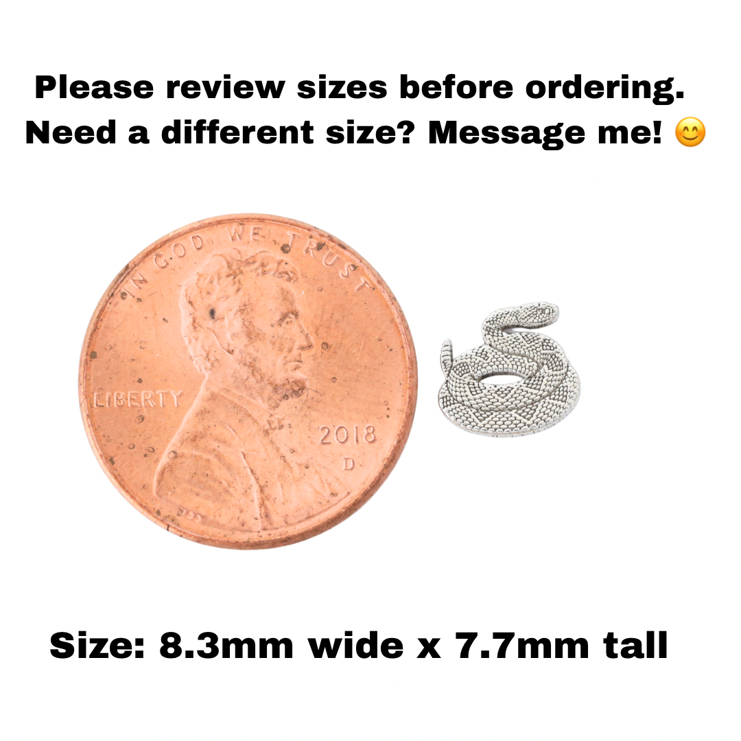 Rattlesnake Accent Charm Solderable Embellishment Reptile Jewelry Component Sterling Silver Findings