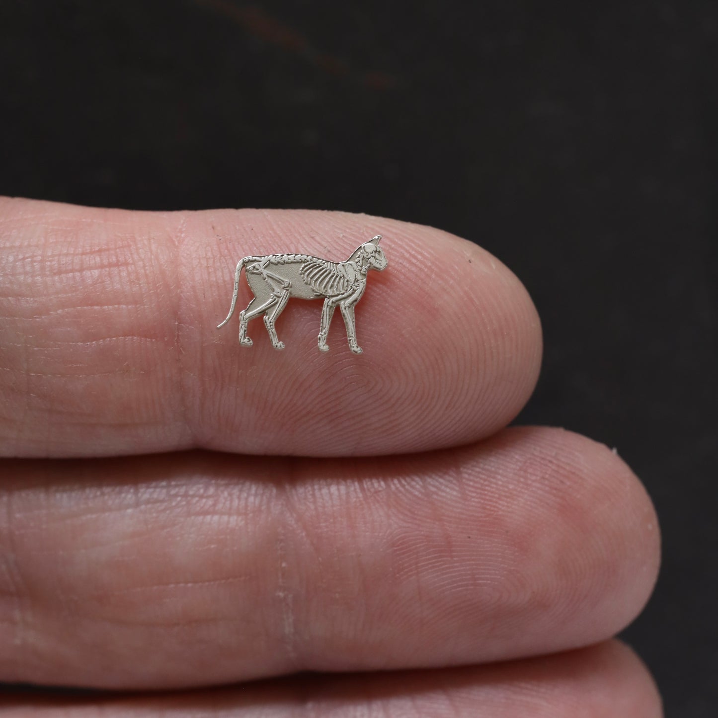 Cat Skeleton Accent Charm Findings & Embellishments for Soldering DIY Jewelry Making in Sterling Silver