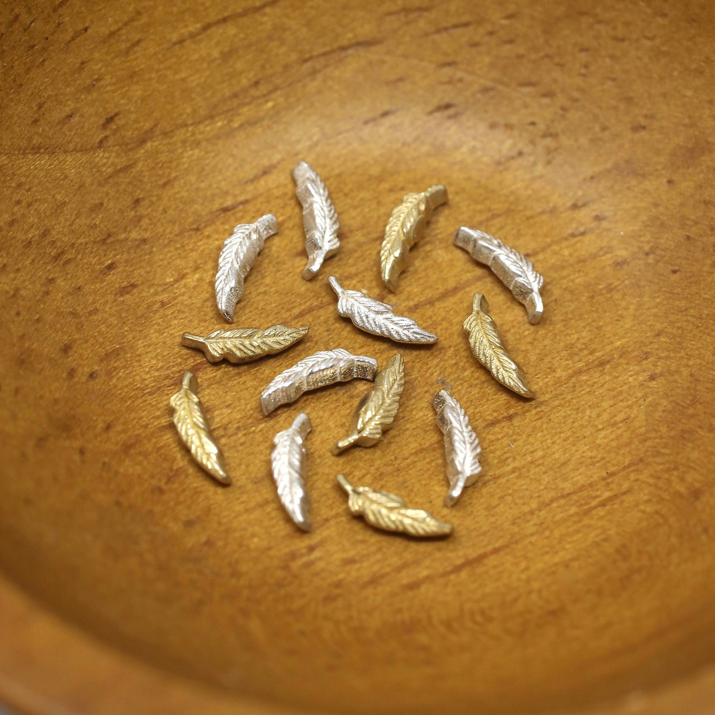 Tiny Feather Accent Embellishments in Sterling Silver or Brass - Soldering and Jewelry Making Components