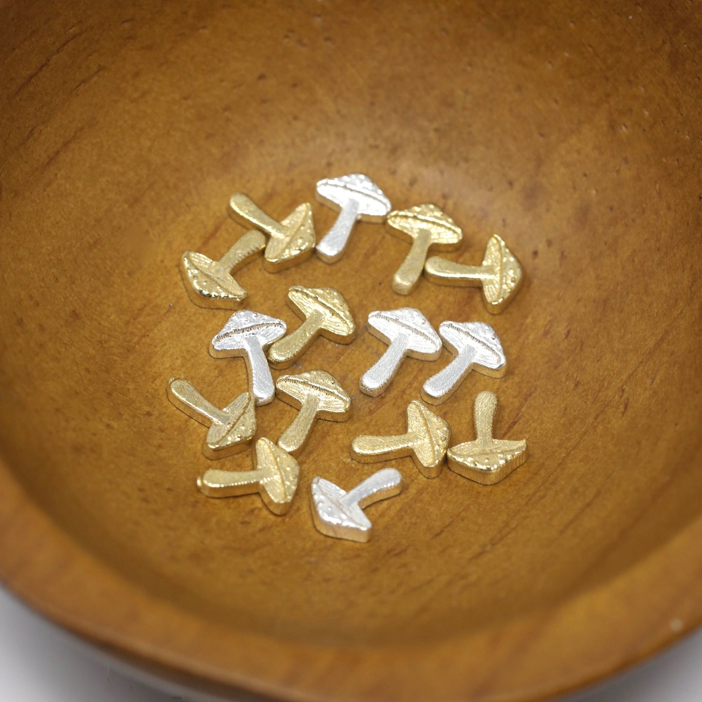 Tiny Mushroom Accent Embellishments in Sterling Silver or Brass - Soldering and Jewelry Making Components