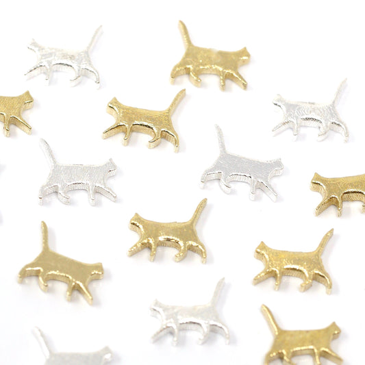 Tiny Cat Accent Embellishments in Sterling Silver or Brass - Soldering and Jewelry Making Components