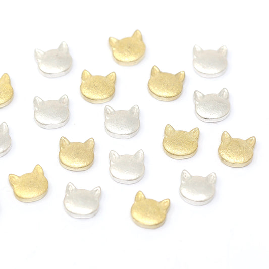 Cat Face Accent Embellishments in Sterling Silver or Brass - Soldering and Jewelry Making Components