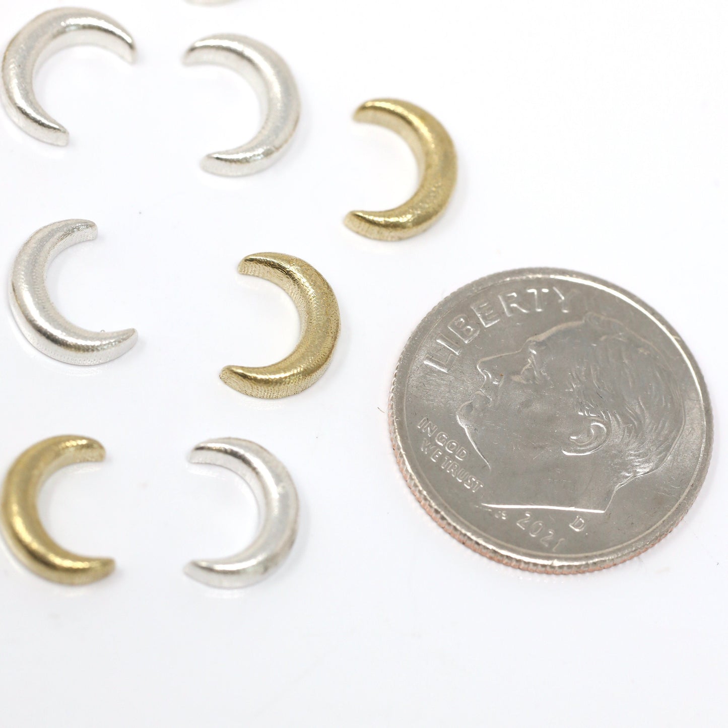Big Crescent Moon Accent Embellishments in Sterling Silver or Brass - Soldering and Jewelry Making Components