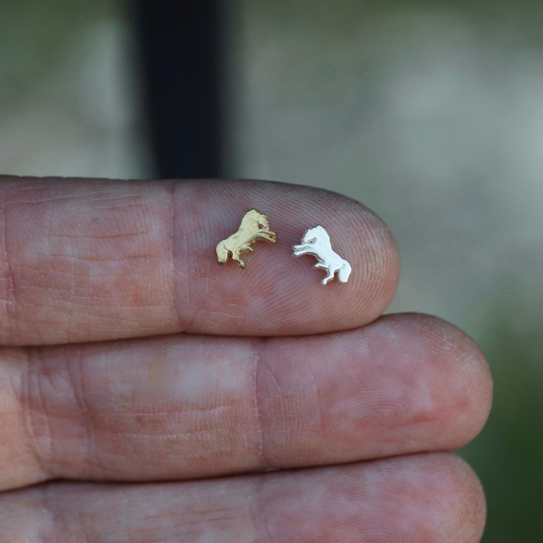 Tiny Bucking Horse Mustang Accent Embellishments in Sterling Silver or Brass - Soldering and Jewelry Making Components