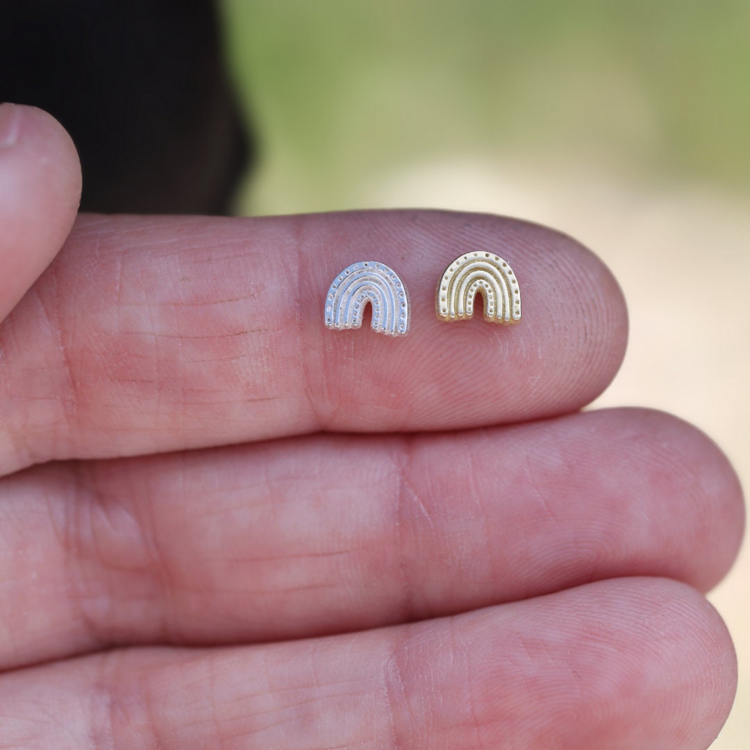 Tiny Bohemian Rainbow Accent Embellishments in Sterling Silver or Brass - Soldering and Jewelry Making Components