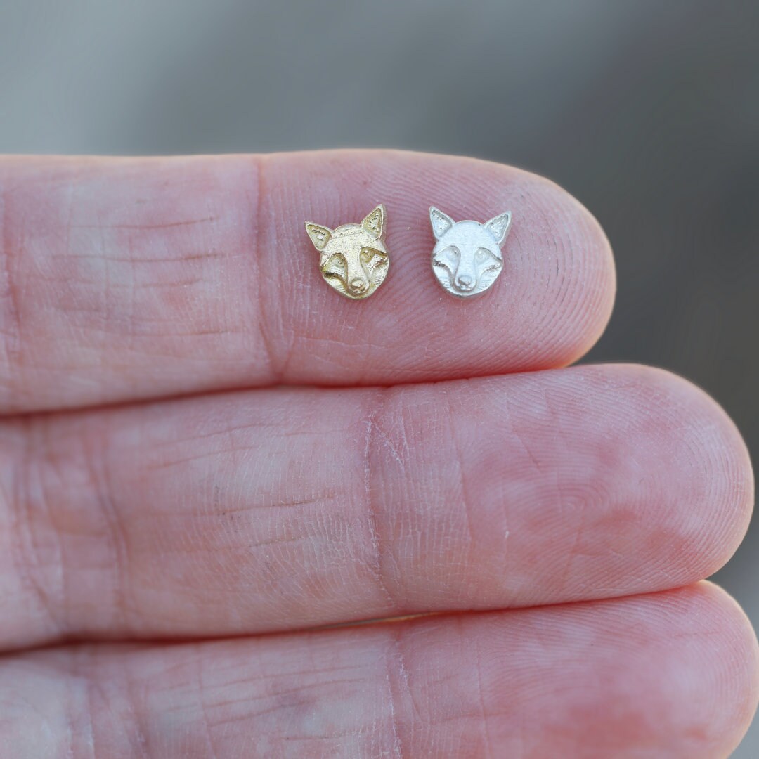 SALE Fox Face Accent Embellishments in Sterling Silver or Brass - Soldering and Jewelry Making Components