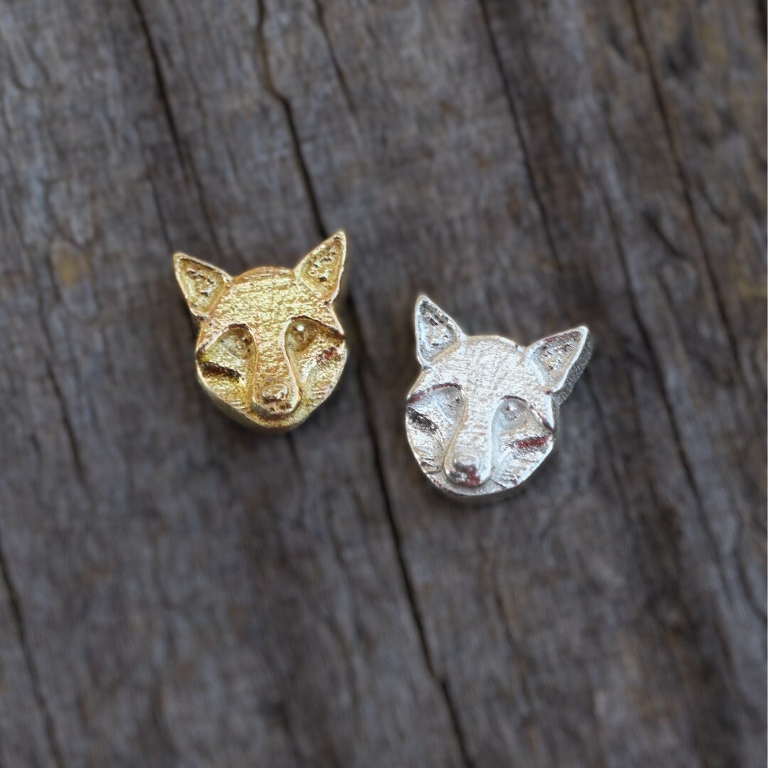 SALE Fox Face Accent Embellishments in Sterling Silver or Brass - Soldering and Jewelry Making Components