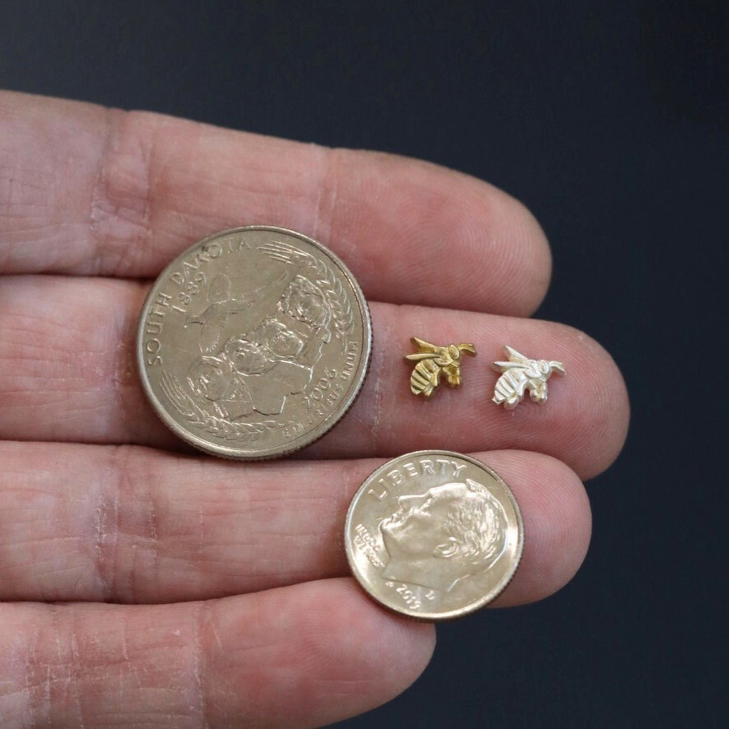 Honey Bee Tiny Accent Embellishments Charms in Sterling Silver or Brass - Soldering and Jewelry Making Components