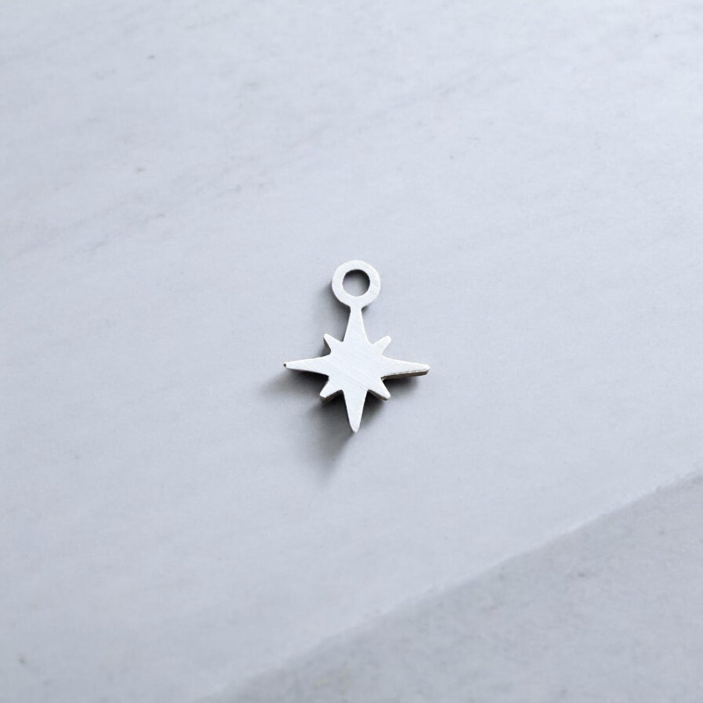 8 Point Star Tiny Jewelry Charm in Sterling Silver or Brass - Jewelry Making Embellishment Components - Permanent Jewelry Charm
