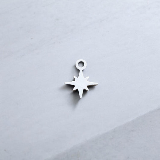 8 Point Star Tiny Jewelry Charm in Sterling Silver or Brass - Jewelry Making Embellishment Components - Permanent Jewelry Charm