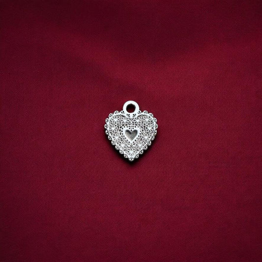 Lace Heart Dangle Charm for Jewelry Making Embellishments in Sterling Silver - Jewelry Making Components