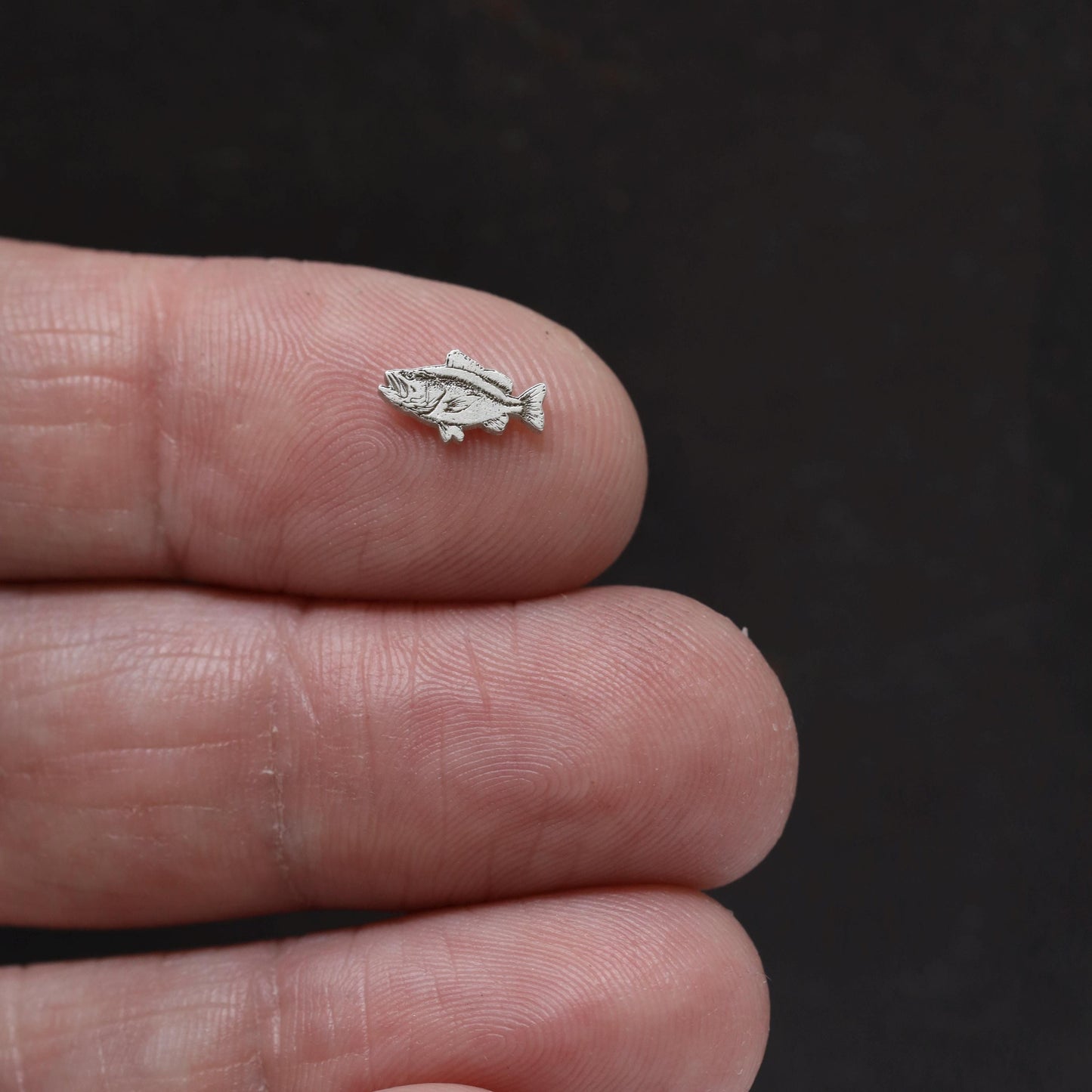 Large Mouth Bass Fish Accent Charm Embellishments in Sterling Silver Solderable and Jewelry Making Components