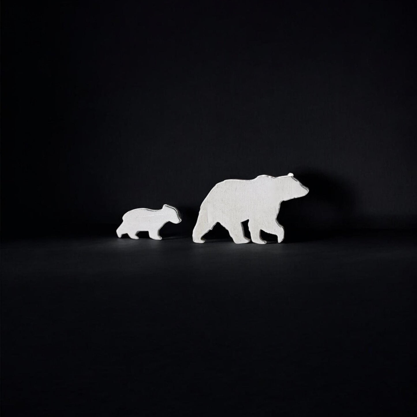 Mama Bear and Baby Bear Set Jewelry Charm in Sterling Silver or Brass - Jewelry Making Embellishment Components - Solder Accent Charm