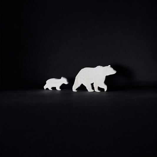 Mama Bear and Baby Bear Set Jewelry Charm in Sterling Silver or Brass - Jewelry Making Embellishment Components - Solder Accent Charm