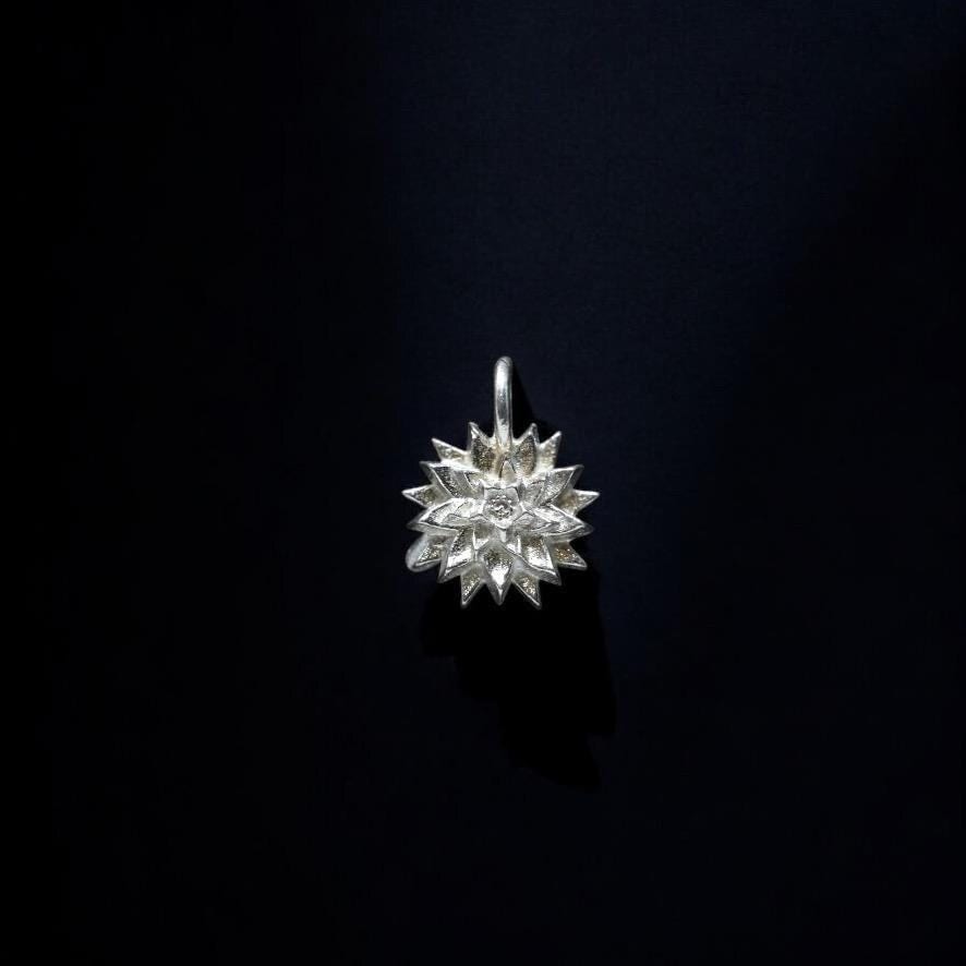 Waterlily Flower July Birth Flower Dainty 3D Detailed Jewelry Charm Pendant Sterling Silver and Brass - DIY Jewelry Findings & Components