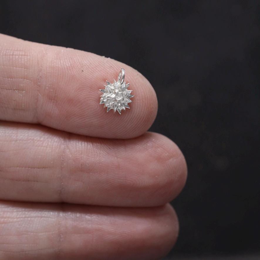 Waterlily Flower July Birth Flower Dainty 3D Detailed Jewelry Charm Pendant Sterling Silver and Brass - DIY Jewelry Findings & Components