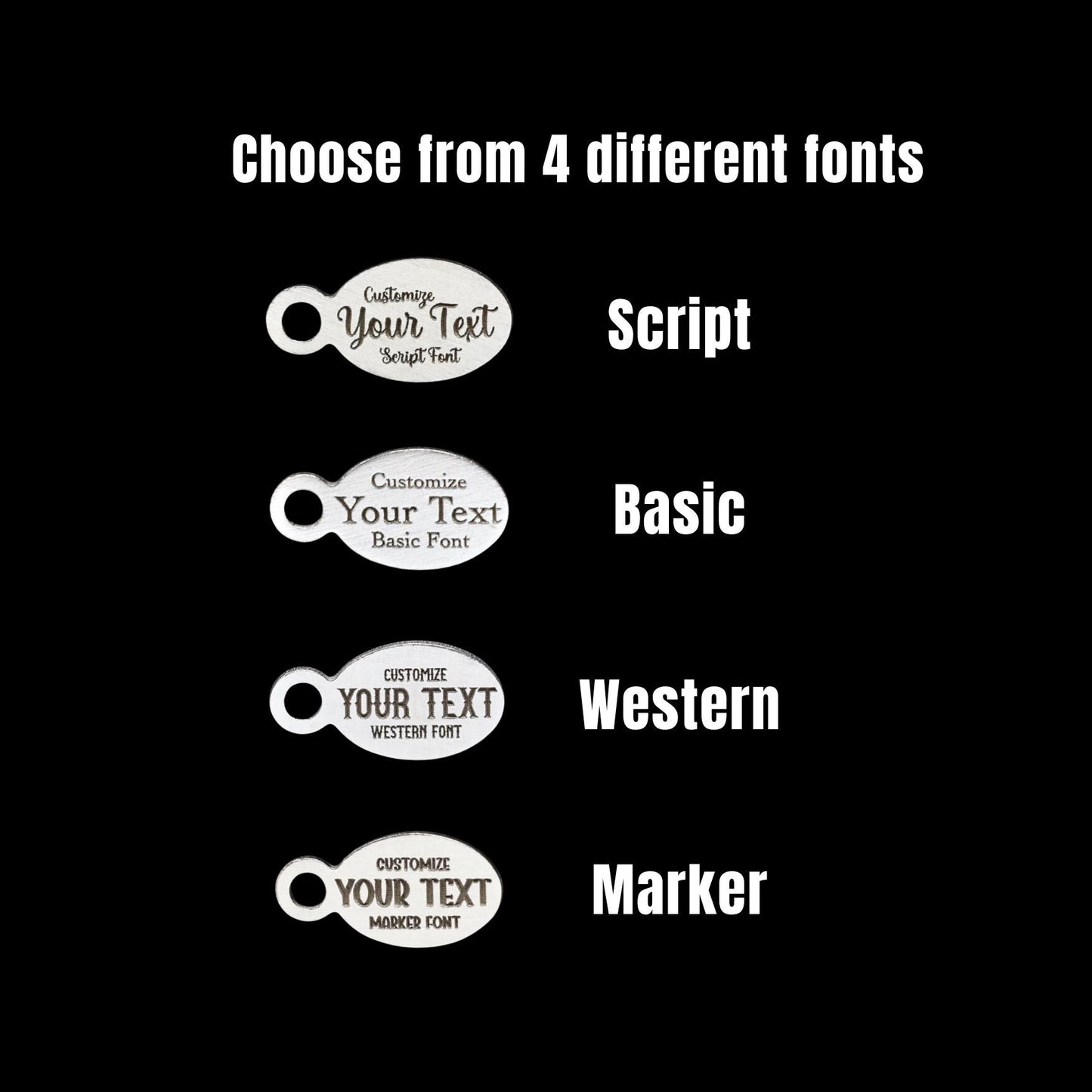 Jewelry Tags Custom Personalized Oval Sterling Silver – 4 Font Options DIY Jewelry Supplies & Findings Components