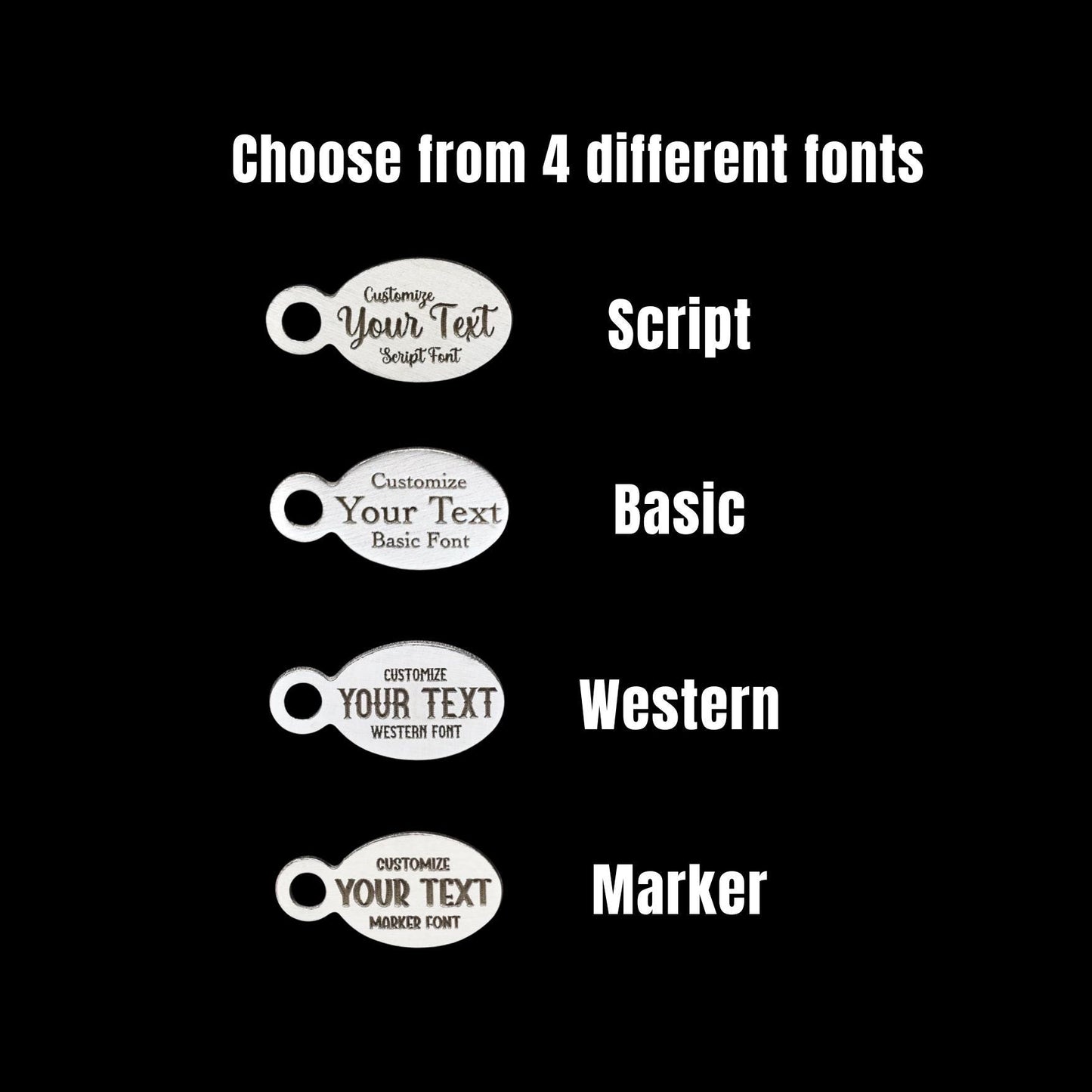 Jewelry Tags Custom Personalized Oval Sterling Silver  4 Font Options DIY Jewelry Supplies & Findings Components