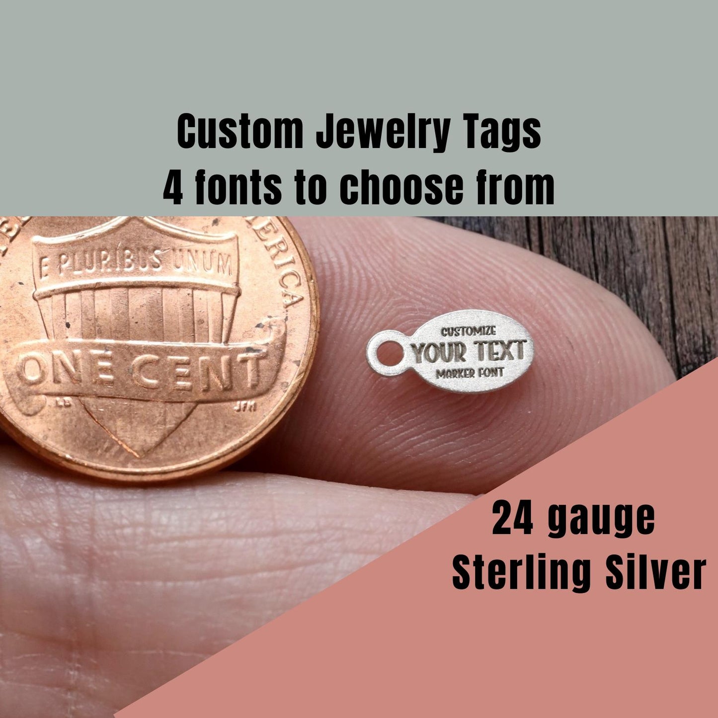 Custom Personalized Oval Jewelry Tags - Sterling Silver - Choose from 4 font options - DIY Jewelry Supplies & Findings Components