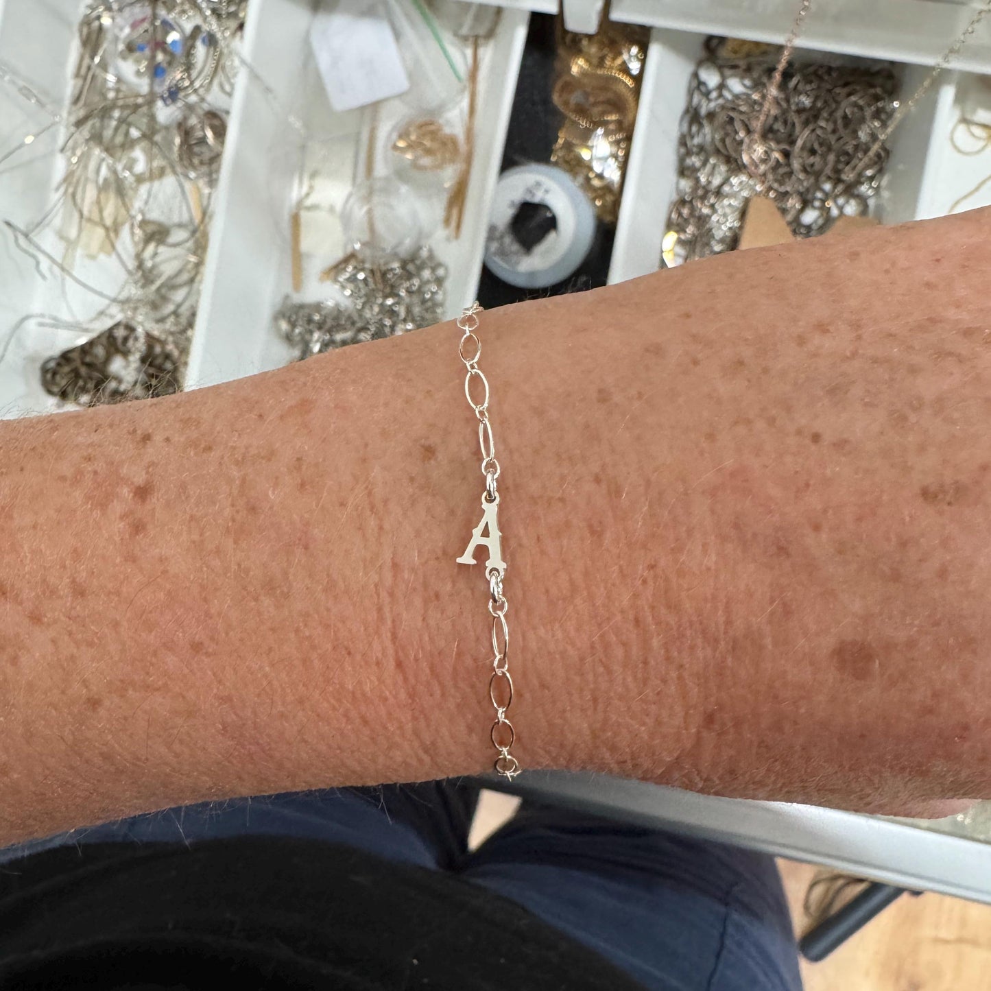 Sterling Silver Western Font Alphabet Letter Connector Charms  Personalized Initial Jewelry Supplies  Sterling Silver Findings