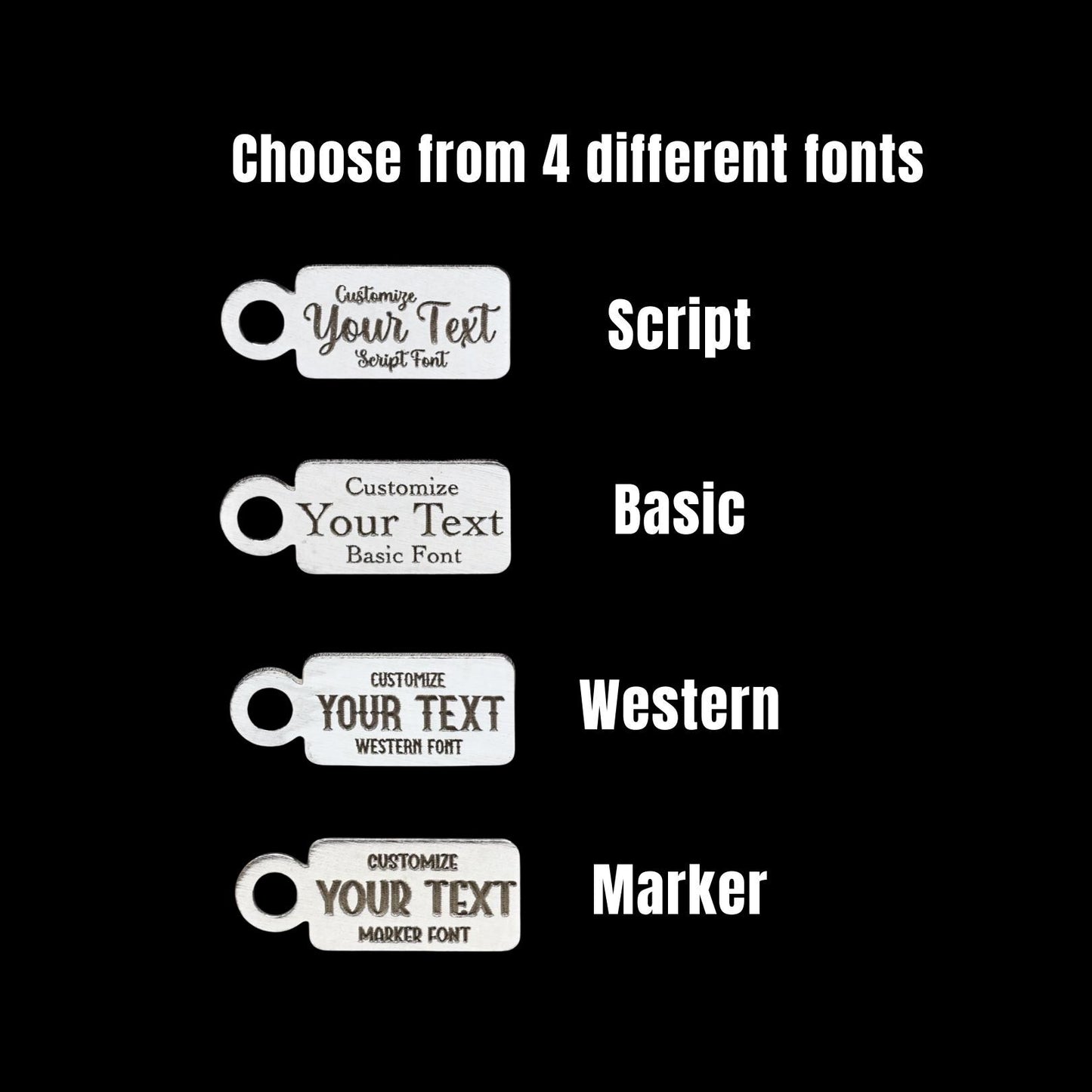 Custom Personalized Rectangle Jewelry Tags - Sterling Silver - Choose from 4 font options - DIY Jewelry Supplies & Findings Components