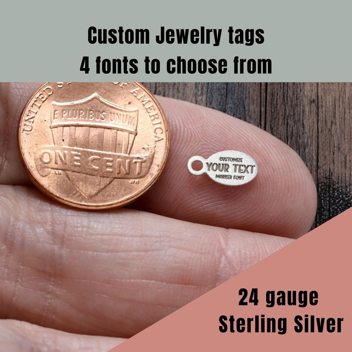 Jewelry Tags Custom Personalized Oval Sterling Silver – 4 Font Options DIY Jewelry Supplies & Findings Components