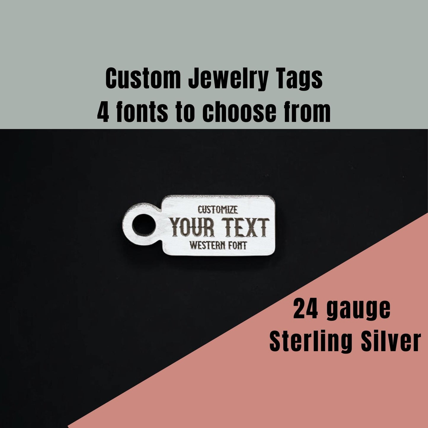 Custom Personalized Rectangle Jewelry Tags - Sterling Silver - Choose from 4 font options - DIY Jewelry Supplies & Findings Components