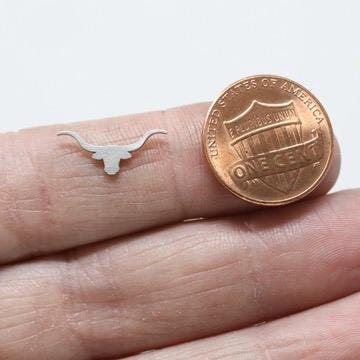 Sterling Silver Longhorn Silhouette Charm • Solderable Jewelry Embellishment • Western Charm Component • Sterling Silver Findings