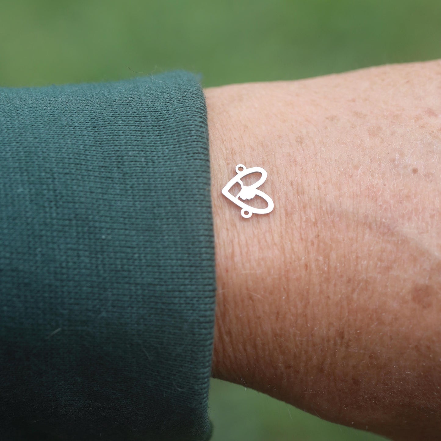 Alaska State Heart Silhouette Sterling Silver Connector Charm or Bracelet  – Permanent Jewelry