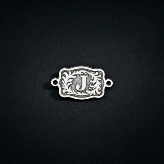 Personalized Western Initial Charm – Sterling Silver Belt Buckle charm, Permanent Jewelry Connector, Custom Letter Charm