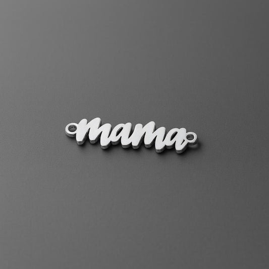 Mama Charm in Sterling Silver – Script Word Connector for Permanent Jewelry and Gifts