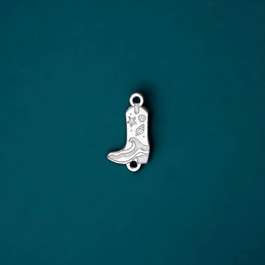 Sterling Silver Coastal Cowgirl Boot Connector Charm • Western Jewelry Supplies • Wave and Shell Connector Charm • Sterling Findings