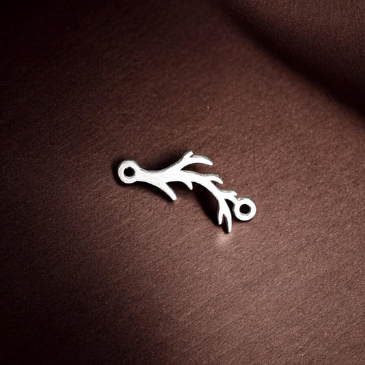Sterling Silver Deer Antler Connector • Rustic Jewelry Supplies • Antler Pendant Charm • Sterling Silver Necklace Findings