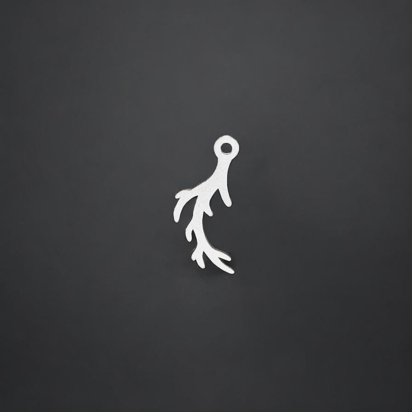 Sterling Silver Antler Deer Dangle Charm  Deer Antler Jewelry Supplies  Rustic Pendant Connector  Sterling Silver Findings