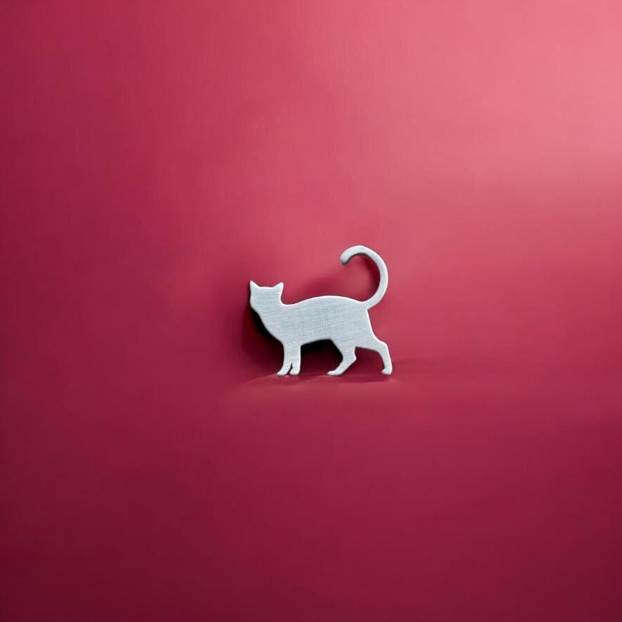 Standing Cat Accent Charm Sterling Silver Solderable Jewelry Embellishment Pet Accent Component  Sterling Silver Findings