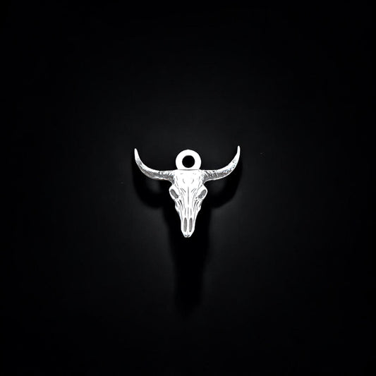 Sterling Silver Longhorn Dangle Charm  Western Jewelry Supplies  Cow Skull Pendant Accent  Sterling Silver Findings