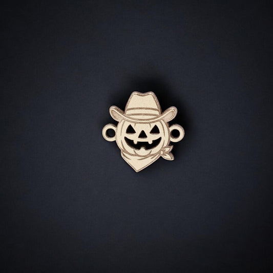14k Gold Filled Cowboy Pumpkin Bandana Connector Charm • Halloween Jewelry Supplies • Western Pendant Link • Gold Filled Findings
