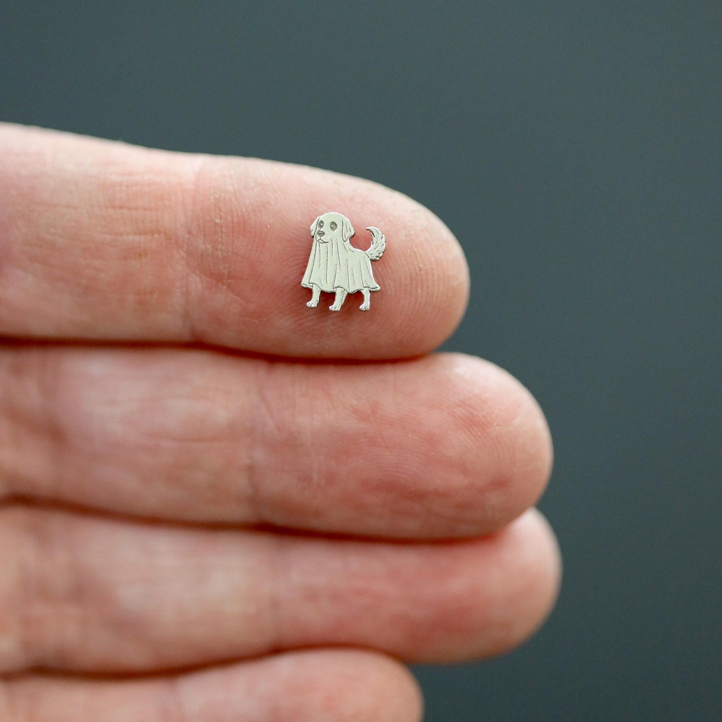 Sterling Silver Ghost Dog Accent Charm • Solderable Embellishment • Halloween Jewelry Supply • Spooky DIY Detail