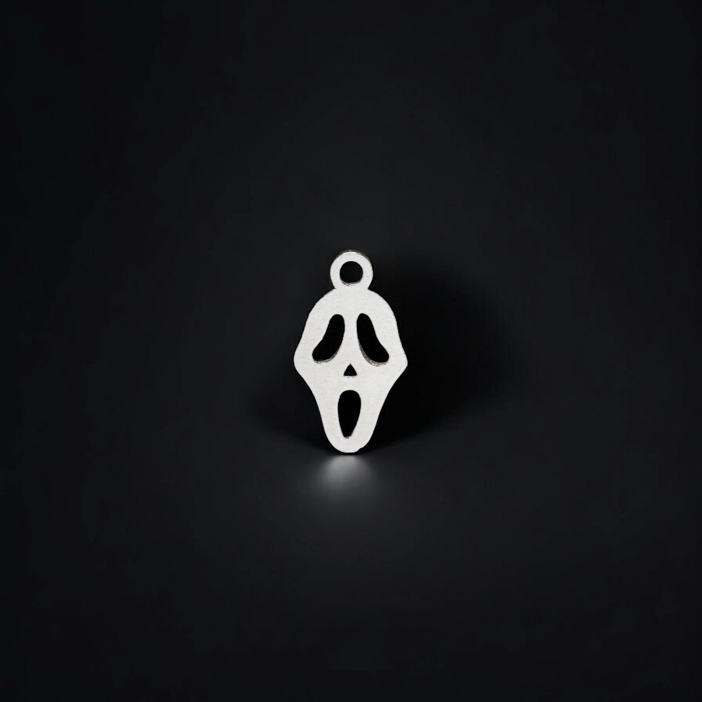 Sterling Silver Scream Mask Charm • Halloween Jewelry Supplies • Horror Charm Pendant • Spooky Sterling Findings